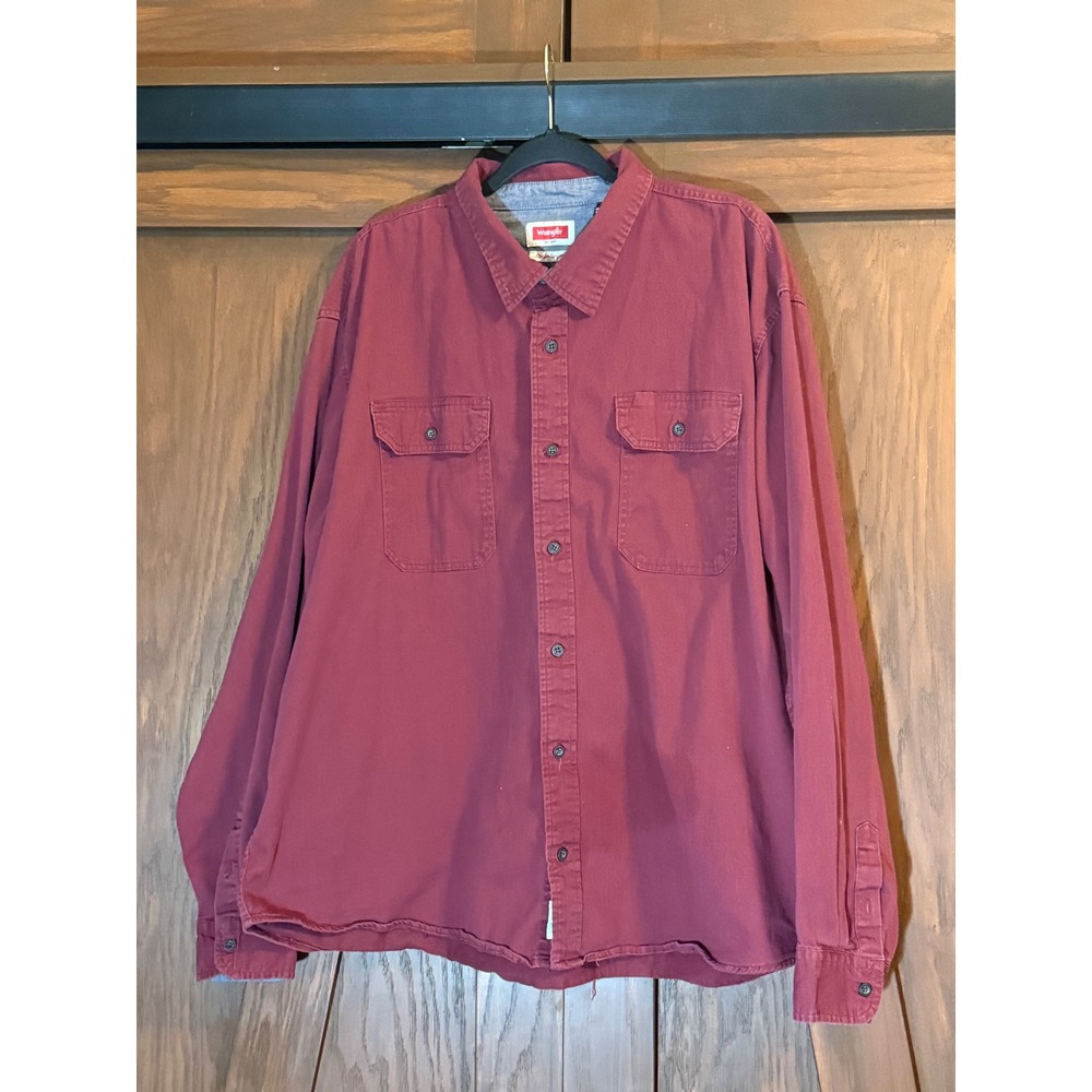 Wrangler Flex for Comfort Men's Long Sleeve Button Shirt Burgundy Sz 3XL Western
